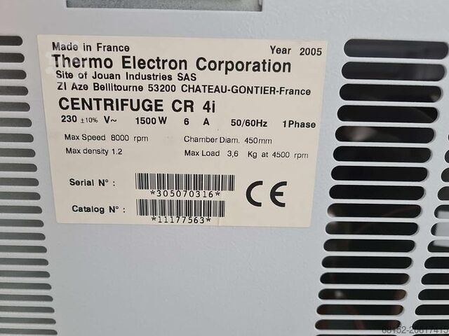 Thermo Electron Corporation CR 4i Refrigerated Centrifuge Thermo electron Corporation CR 4i