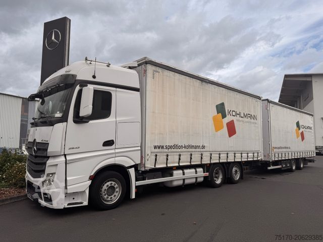 Flatbed truck with tarp MERCEDES-BENZ Actros 2542 LnR 6x2 Retarder Standklima