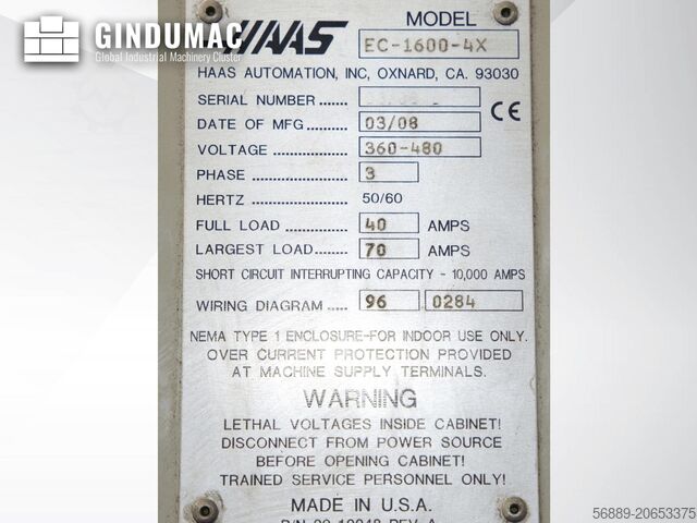 Horizontal Machining Centre HAAS EC-1600