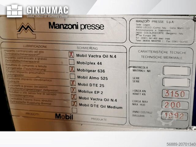 Mechanische Stanzpresse RAVNE PRESSES Manzoni 315