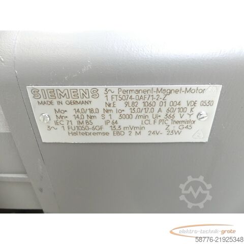 Control unit Siemens 1FT5074-0AF71-2 - Z Servomotor SN: E9L82106001004