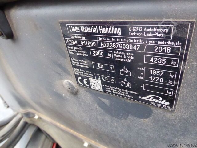 Electric 4-wheel forklift Linde E30HL-01/600