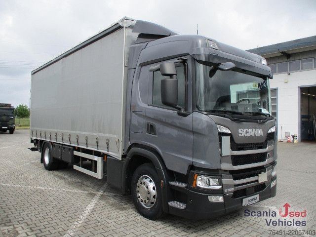 Flatbed truck with tarp Scania G 320 B4x2NA Pritsche / Schiebeplane / Lbw. / AHK