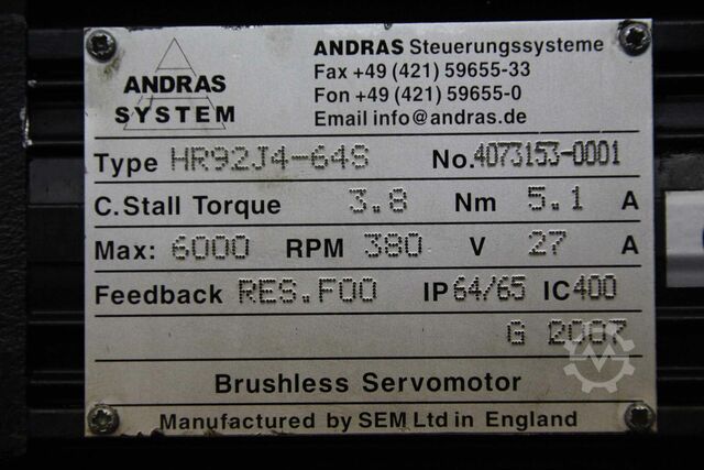 Servomotor 6000 rpm Andras HD92J4-64S