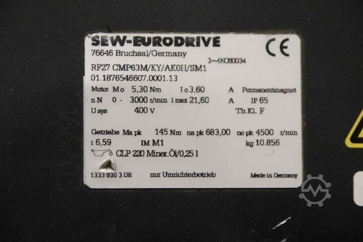 Gear motor servo gear motor 455 rpm SEW-Eurodrive RF27 CMP63M/KY/AKOH/SM1
