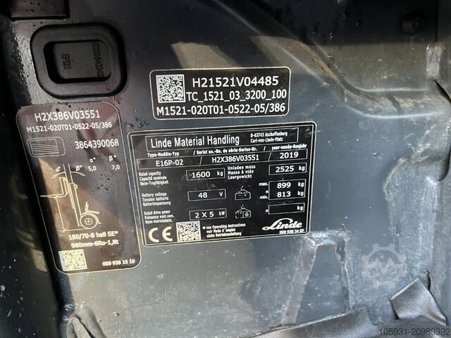 Electric 4-wheel forklift Linde E16P-02