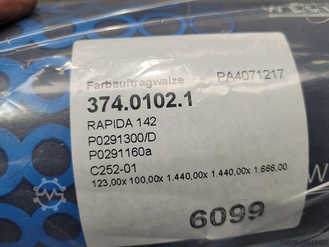 KBA RA 142 inking + dampening rollers KBA (Koenig & Bauer) inking + dampening rollers