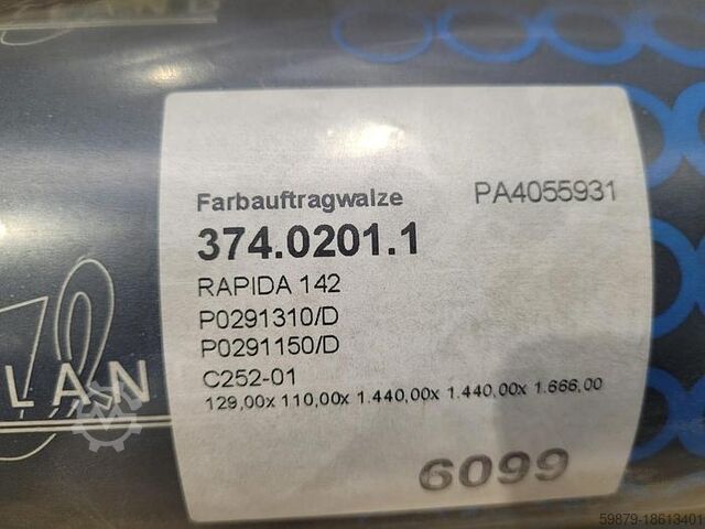 KBA RA 142 inking + dampening rollers KBA (Koenig & Bauer) inking + dampening rollers