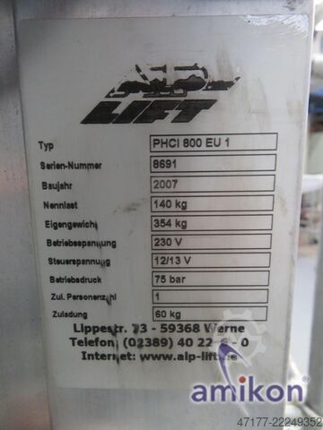 Personnel lift max. 8m 140kg ALP PHCI 800 EU 1