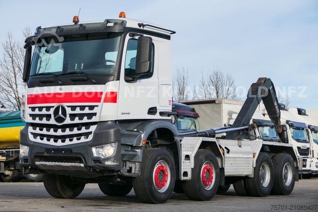 Roll-off tipper truck MERCEDES-BENZ Arocs 3248 Abrollkipper HIAB 8x4 Retarder Euro 6