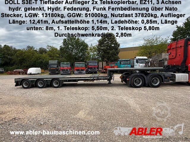 Low loader semitrailer DOLL S3E-T Tieflader 2x Teleskop Funk