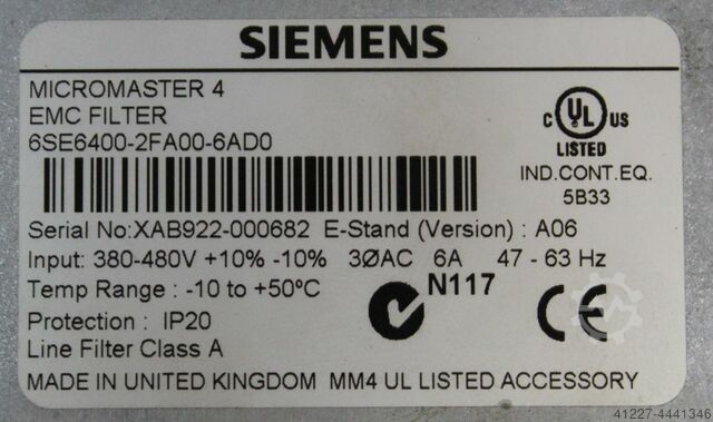 Leistungsmodul mit Steuergerät und Filter Siemens 6SL3224-0BE21-1UA0
