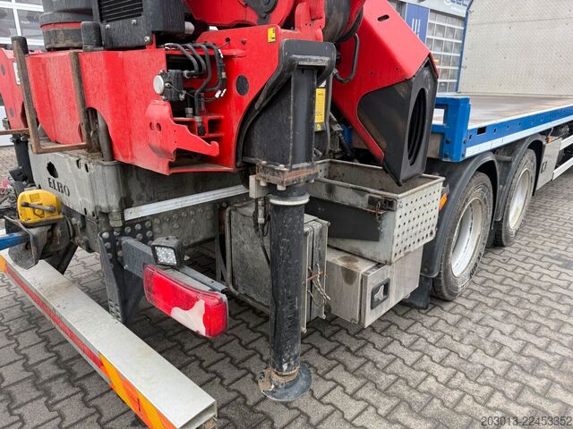 Flatbed truck SCANIA R500 6x4 Pritsche mit Kran Palfinger PK53002 SH
