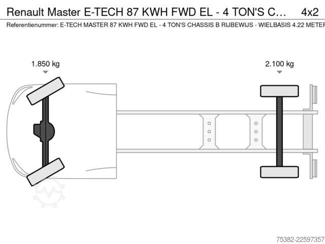 Chassis with cab Renault Master E-TECH 87 KWH FWD EL - 4 TON'S CHASSIS /...
