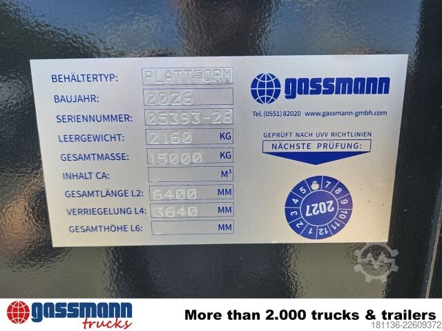 Roll-off container  Abrollplattform 6.000mm, mit abnehmbaren Rungen