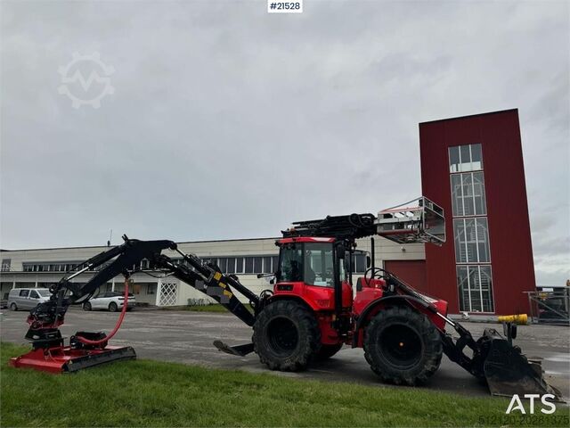 Baggerarm Huddig 1260C Backhoe w/ Palfinger crane, Lift, rototilt a