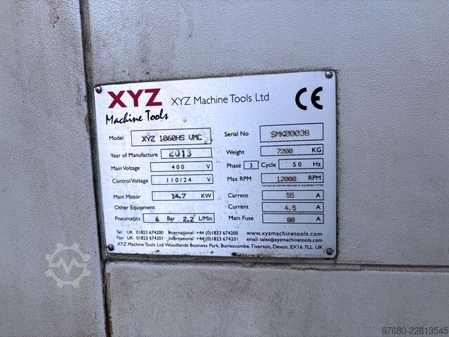 Vertical machining center XYZ Machine Tools 1060 HS
