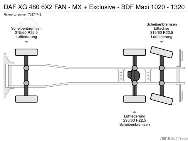Wechselfahrgestell LKW DAF XG 480 6X2 FAN - MX + Exclusive - BDF Maxi 1020