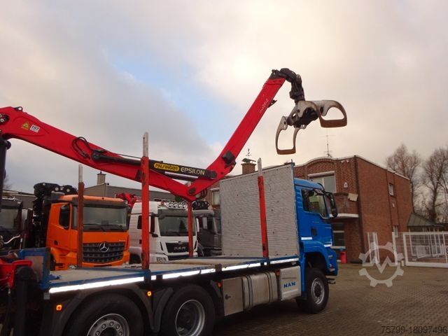 Holztransporter LKW MAN 28.500 TGS Allrad. HOLZZUG EPSILON-Kran GREIFER