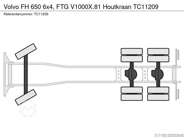 Log transporter Volvo FH 650 6x4, FTG V1000X.81 Houtkraan