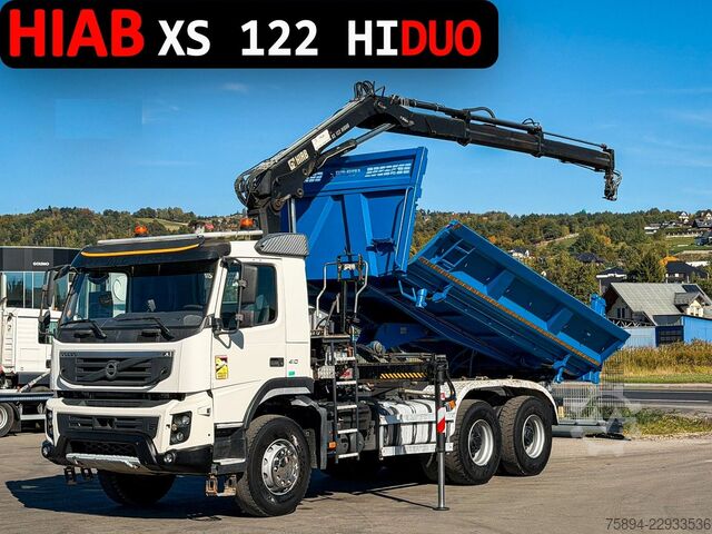 Autokran VOLVO FMX 410 Kipper 5,00 m HIAB 122 HIDUO FUNK * 6x4