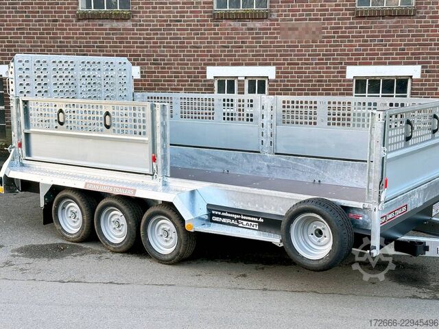 Heavy equipment trailer Brian James Trailers GENERAL PLANT 551-4018-35-3-12 | TRIDEM | SCHWERLASTRAMPE 400X180X96CM 3500KG BAUMASCHINENANHÄNGER | SCHWARZ | BORDWANDAUFSATZ