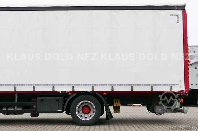 Flatbed truck with tarp RENAULT DWide 18.320 Pritsche Plane Vollluft XL-Tank LBW
