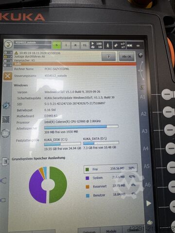 Industrial robot KUKA KR10 R1100-2 / SEL KRC4 (82 + 135 Std.)