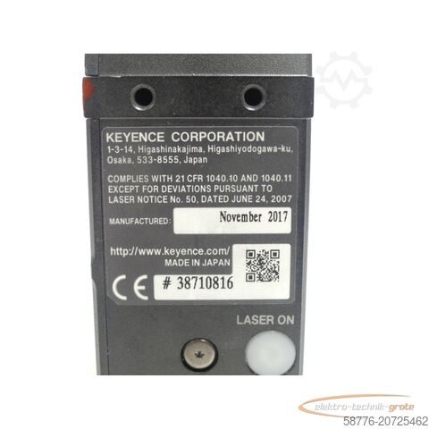 Komponente Keyence LJ-V7060 2D/3D Laser-Profilsensor / Messkopf SN:38710816
