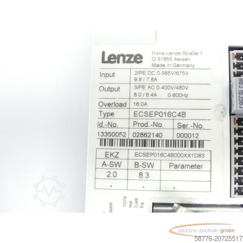 Component Lenze ECSEP016C4B Servo Modul Id.-Nr. 13350052 SN: 000012 --