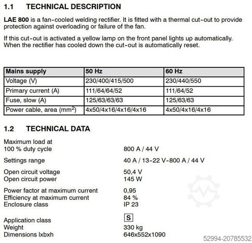 Schweißtrafos Esab LAE 800 amp