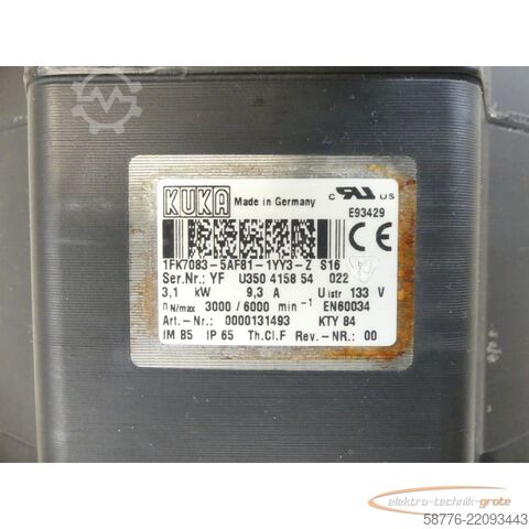 Control unit KUKA 1FK7083-5AF81-1YY3-Z S16 Servomotor SN: YFU350415854022