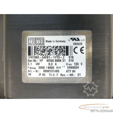 Control unit KUKA 1FK7083-5AF81-1YY3-Z S16 Servomotor SN: YFW250680831010