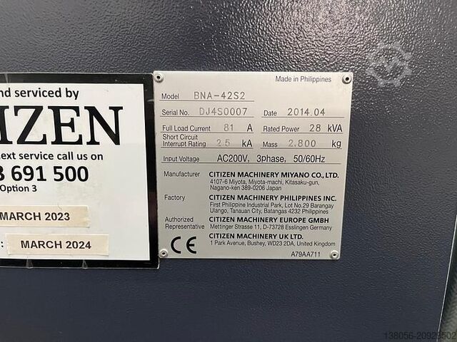 Miyano BNA-42S2 Baujahr 2014 Miyano BNA-42S2