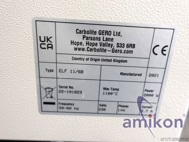 Muffle furnace Carbolite GERO ELF 11/6B – 1100 °C