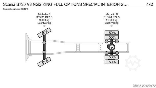 Standard tractor unit SCANIA S730 V8 NGS KING FULL OPTIONS SPECIAL INTERIOR S