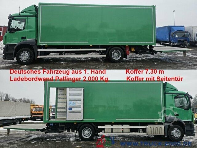 Box truck Mercedes-Benz Actros 1824 Koffer 7,30 m LBW 2t. MBUX 1.Hand