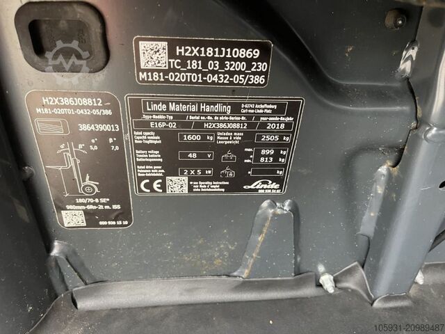 Electric 4-wheel forklift Linde E16P-02