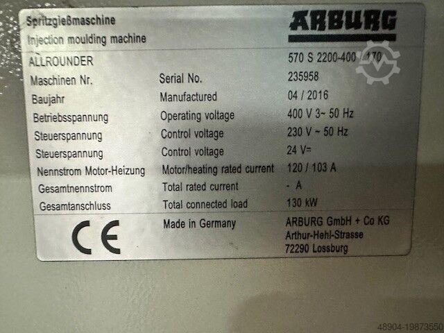 Injection molding machine Arburg 570S 2200-400/170 2Farben Drehteller