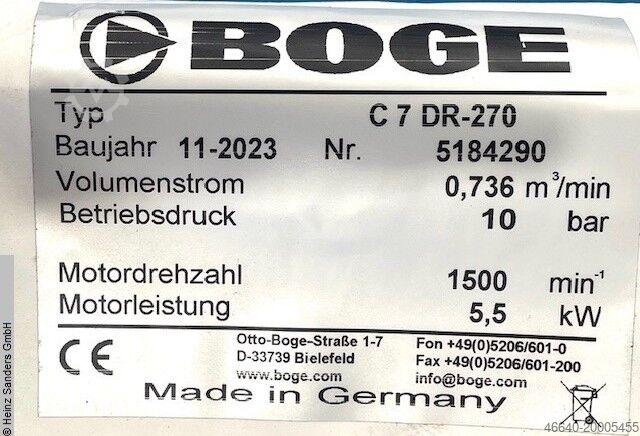 Screw compressor BOGE C7 DR