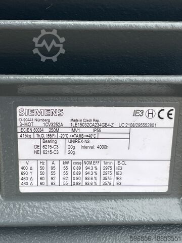 Siemens Electric Motor 55kW 2975rpm Siemens 55kW 2975obr/min