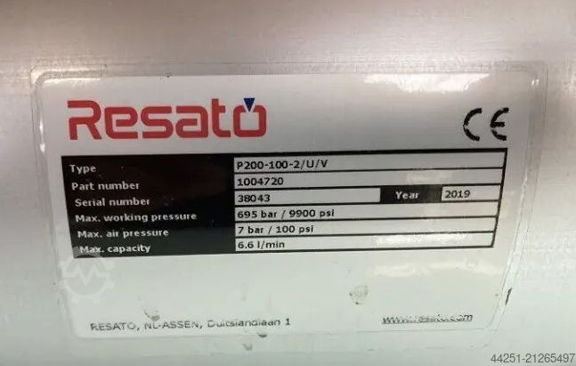 Doppeltwirkende Hochdruckpumpe Resato P200-100-2/U/V