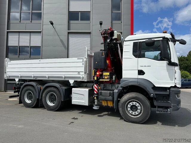 3-Seiten-Kipper MAN TGS 26.480 6x4 Krankipper Fassi F255.A.2.24