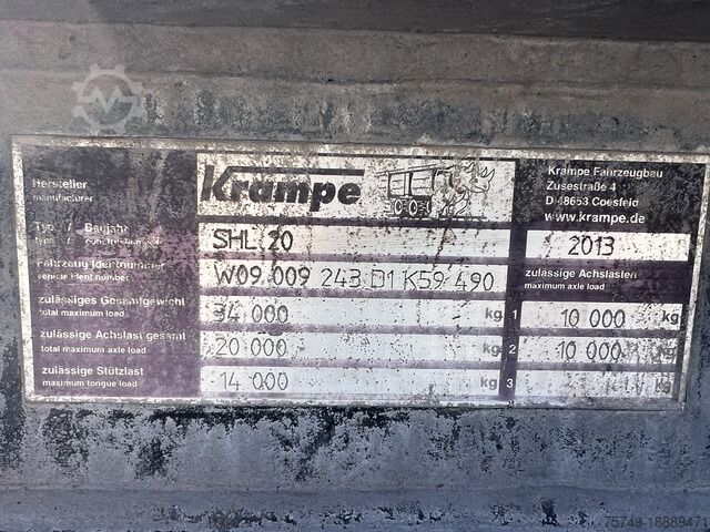 Tipper semitrailer krampe SHL20 Abrollkipper Hyva 1 Knick/Tele