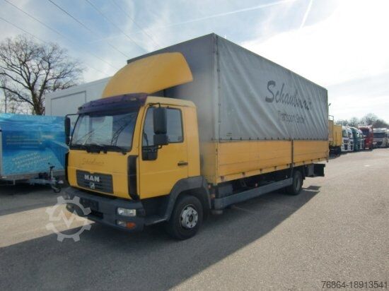 Flatbed truck with tarp MAN LE 12.220 PLANE, LBW, MANUAL