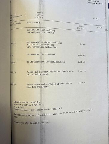 Vertikales Bearbeitungszentrum DMG 1035V eco