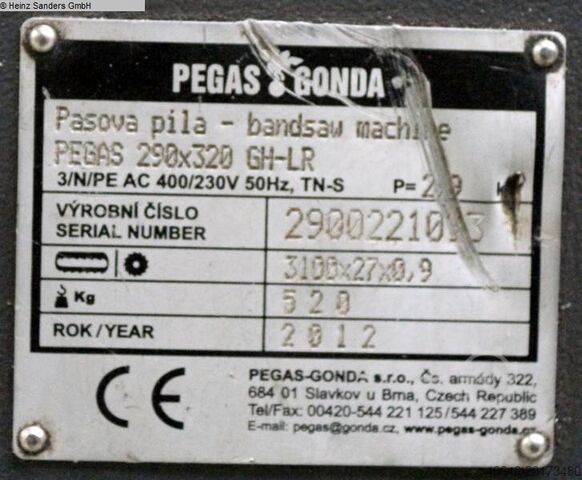 Bandsäge PEGAS 290 x 320 GH-LR