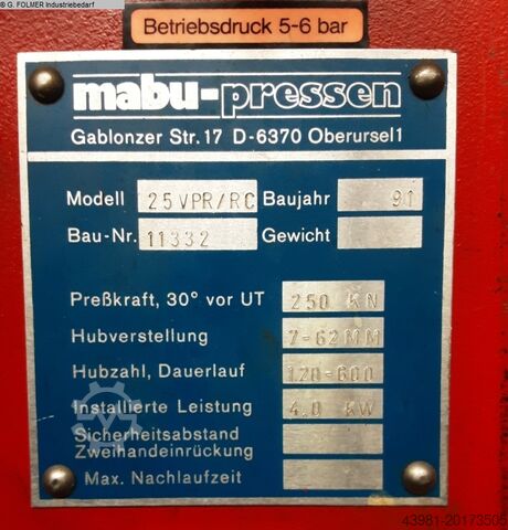 Double-sided high speed press MABU 25 VRP / RC