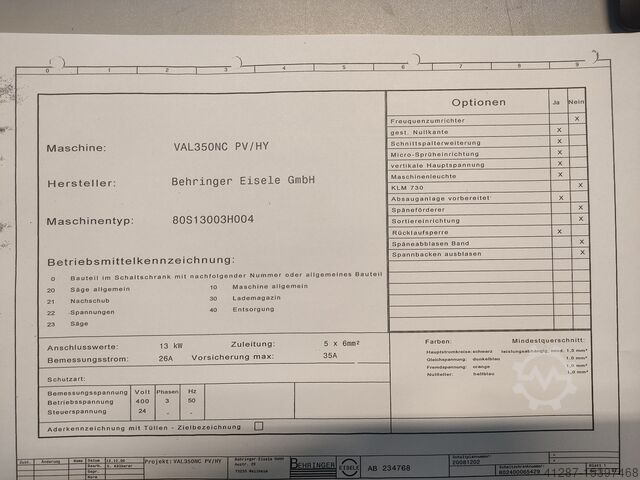 Kaltkreissäge BEHRINGER-EISELE VA-L 350 NC 1 PV / HY