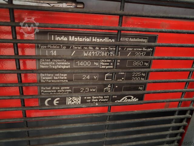 Pallet Stackers Linde L14 2.9m/ initial/ free lift